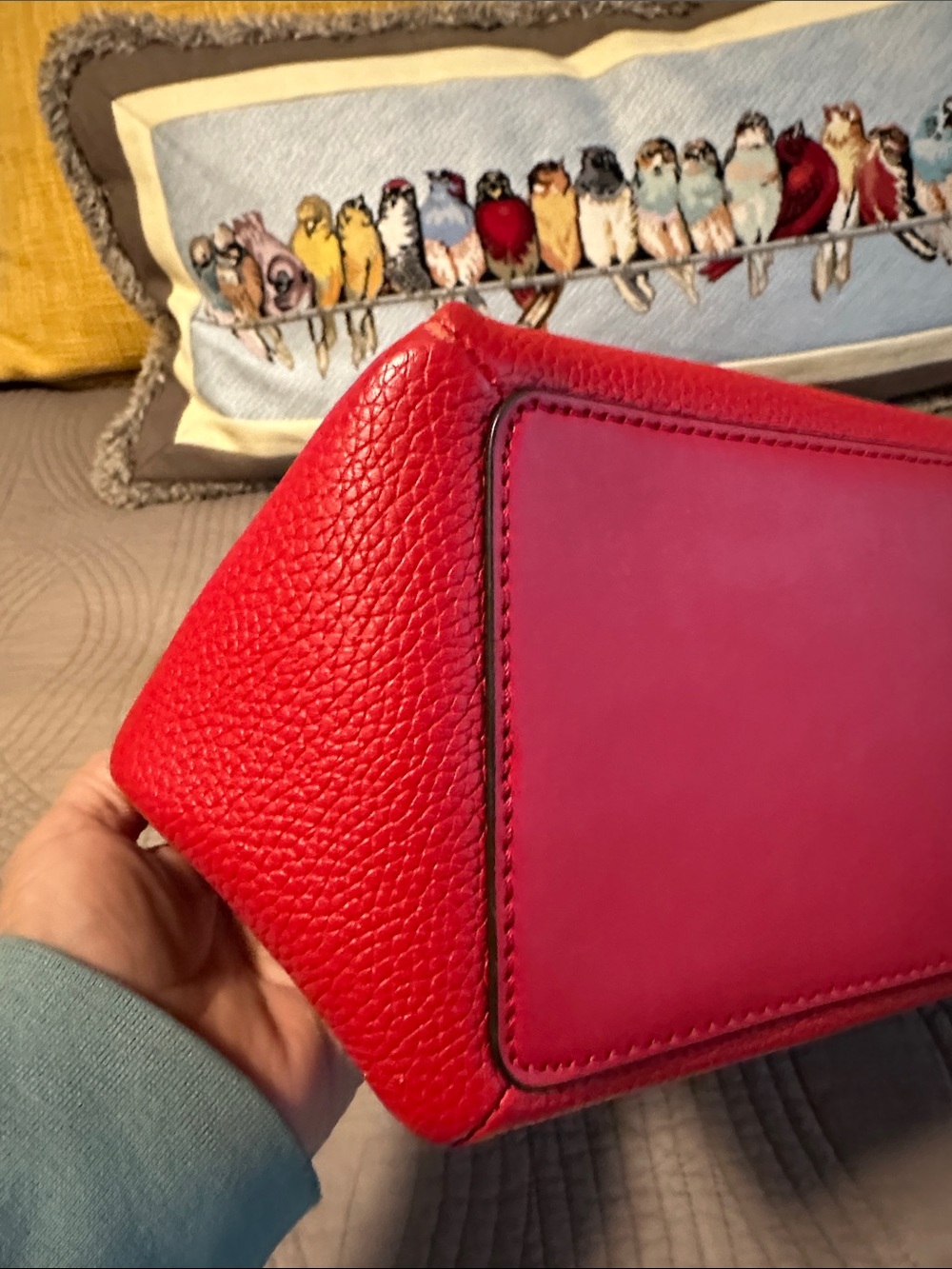 Michael Kors Red Pebbled Leather Shoulder Bag with Gold Hardware - Picture 4 of 6